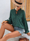 Animal Print Tie Neck Blouse