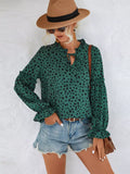 Animal Print Tie Neck Blouse Black Forest / S