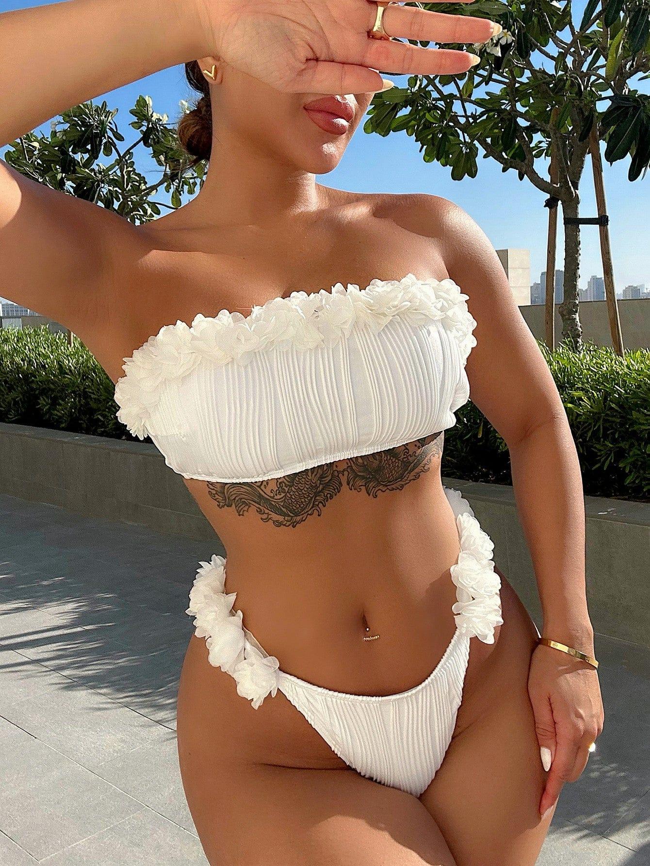 Tie Back Bikini Set White / S