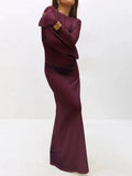 Backless Long Sleeve Maxi Cover-Up Burgundy / S