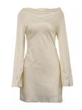 Backless Long Sleeve Mini Dress