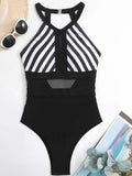 Backless Striped One Piece Swimsuit