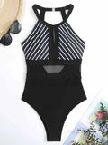 Backless Striped One Piece Swimsuit