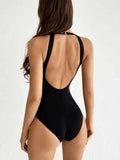 Backless Striped One Piece Swimsuit