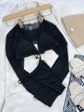 Black Glitter Three Piece Bikini Set