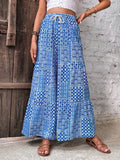 Printed High-Waist Drawstring Palazzo Pants
