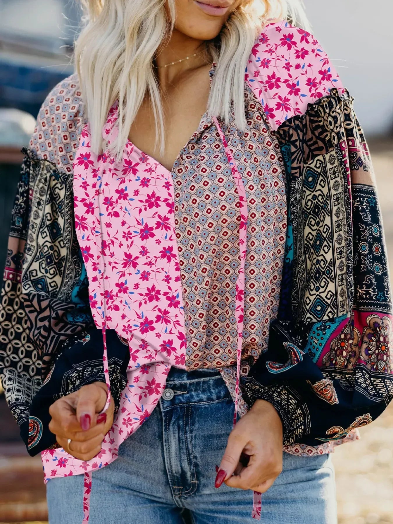 boho floral blouse