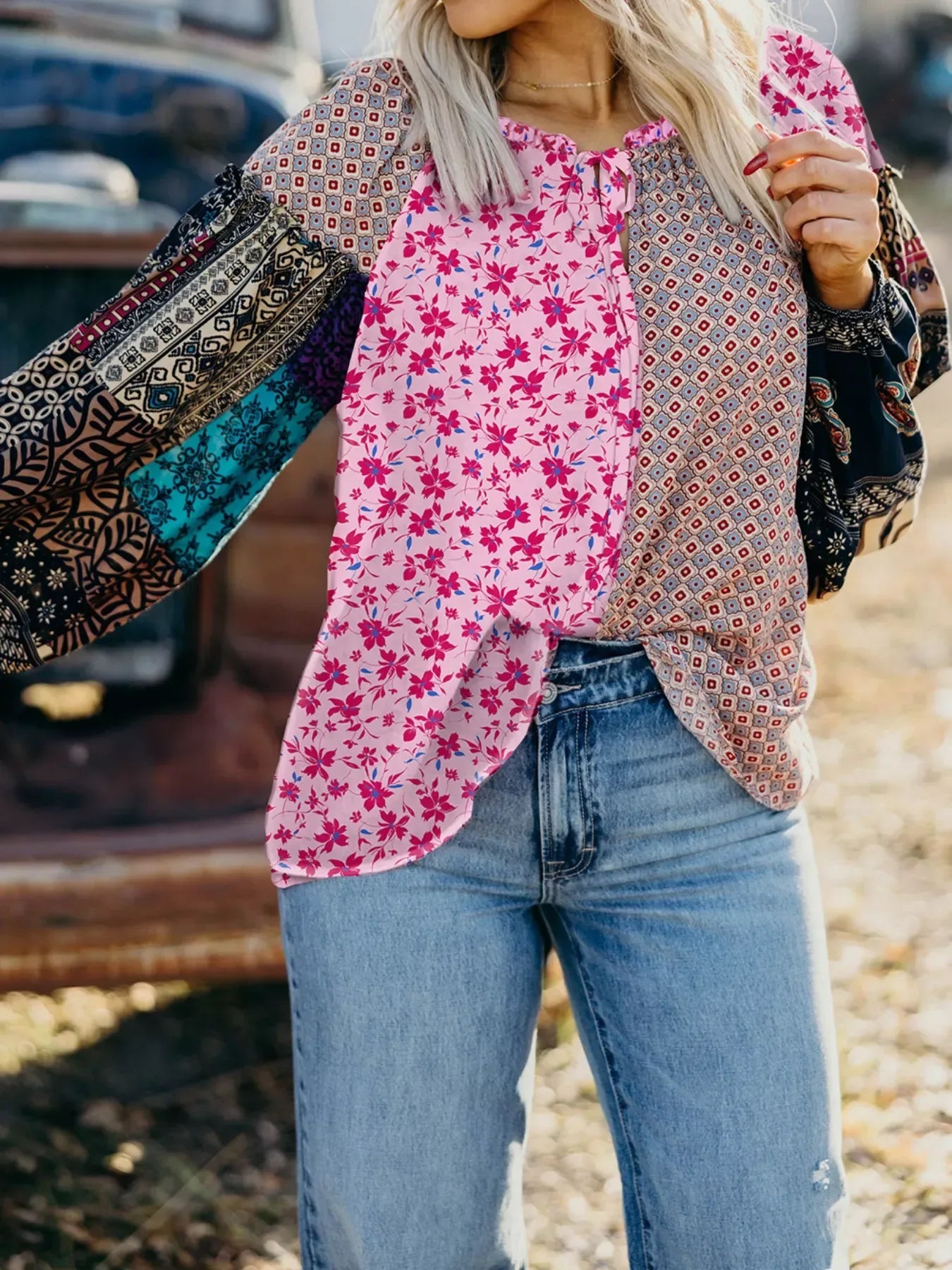boho floral blouse