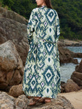Boho Print Long Sleeve Beach Cover-Up