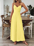 Bow Back Sleeveless Wide Leg Jumpsuit Yellow / S