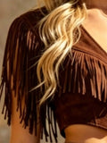 Western Fringe Crop Top and Shorts Set