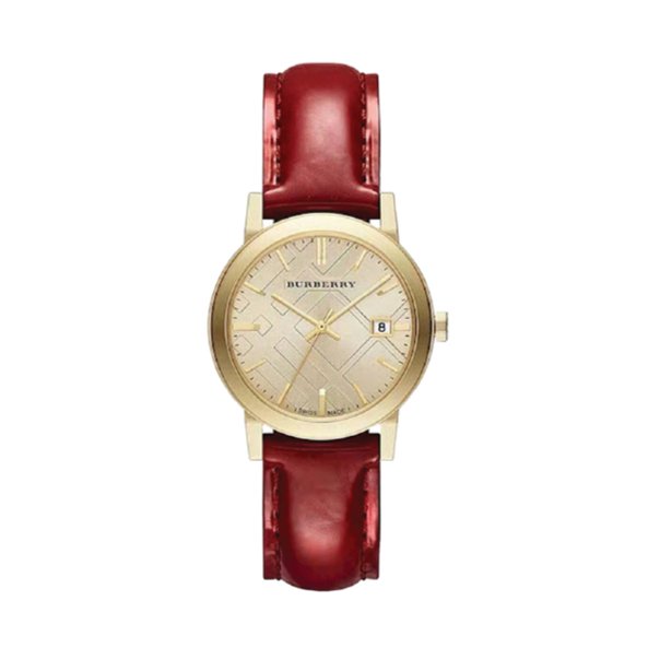 Orologio da donna Burberry The City in oro e pelle rossa BU9140