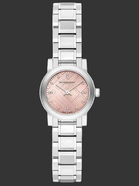 Burberry Ladies Watch The City Check Diamonds Pink Bu9223