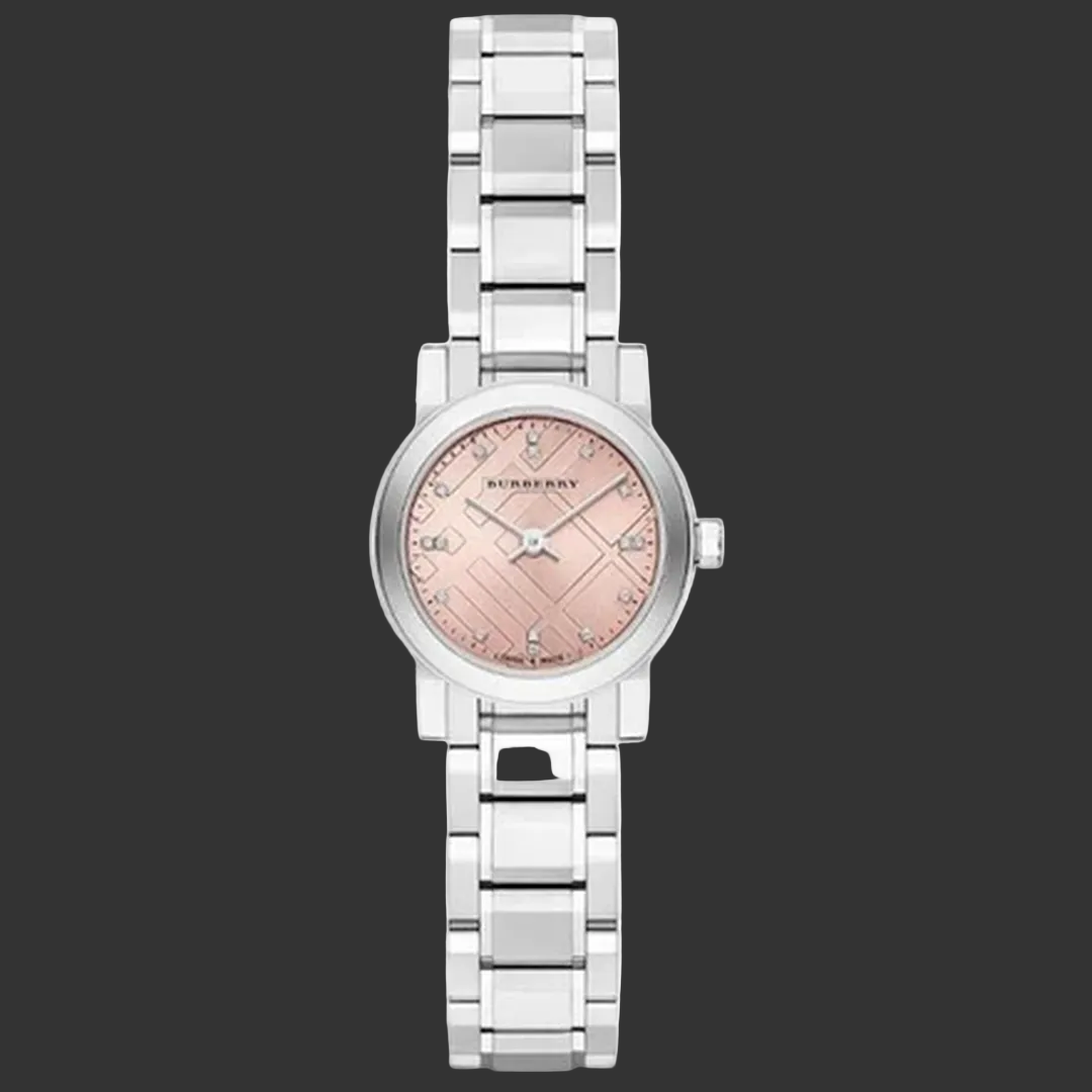 Burberry Ladies Watch The City Check Diamonds Pink Bu9223