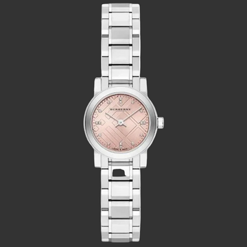 Burberry Ladies Watch The City Check Diamonds Pink Bu9223