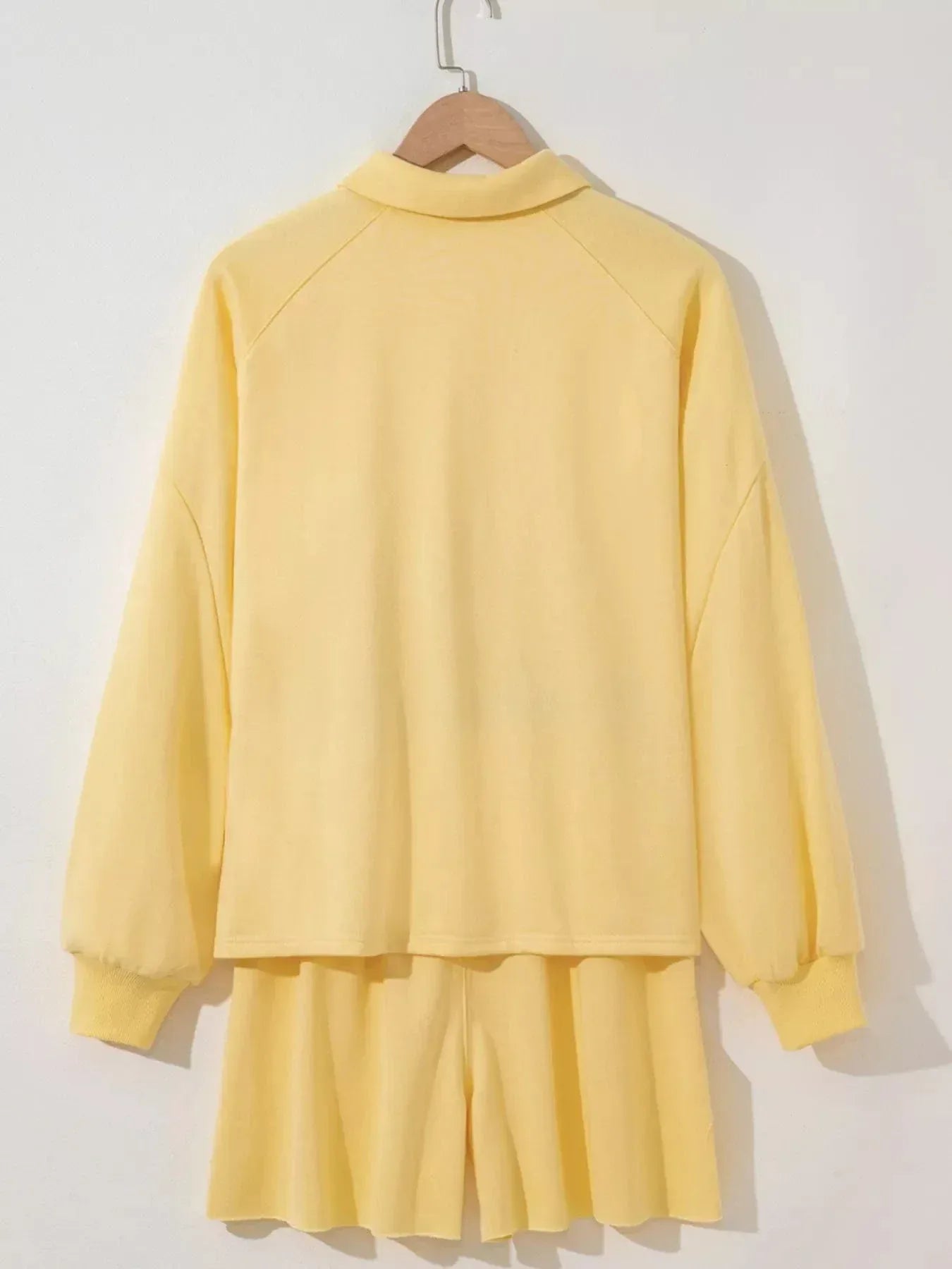 Button Collar Top and Shorts Set