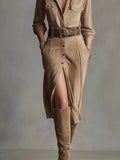 Button-Up Long-Sleeve Shirt Dress - product view 3