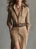 Button-Up Long-Sleeve Shirt Dress - product view 2