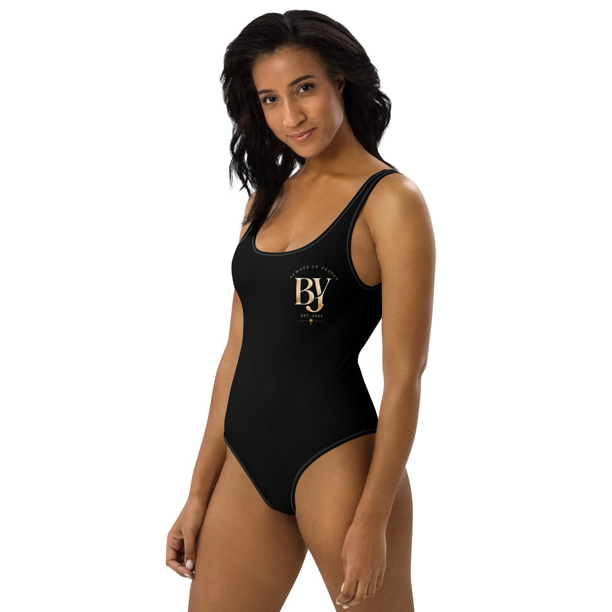 BY Signature — Black Scoop-Neck One-Piece Swimsuit