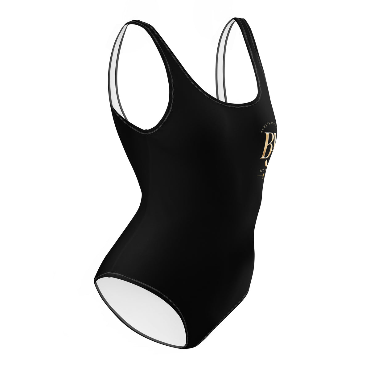 BY Signature — Black Scoop-Neck One-Piece Swimsuit