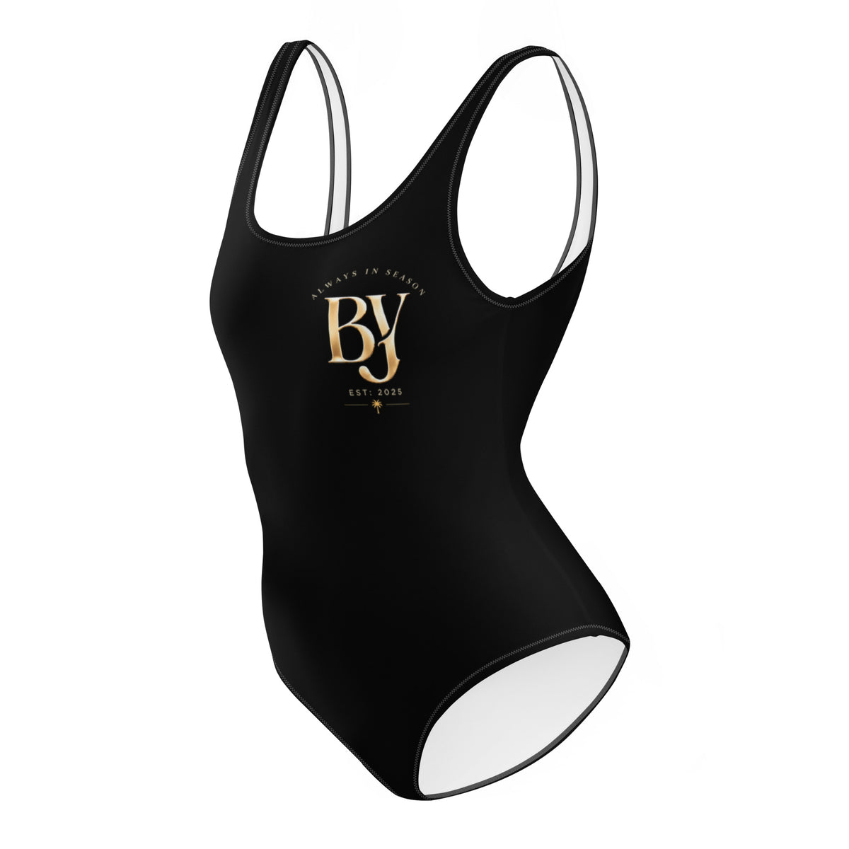 BY Signature — Black Scoop-Neck One-Piece Swimsuit