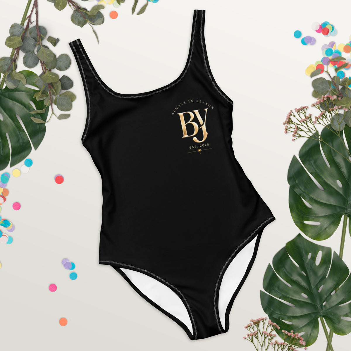 BY Signature — Black Scoop-Neck One-Piece Swimsuit