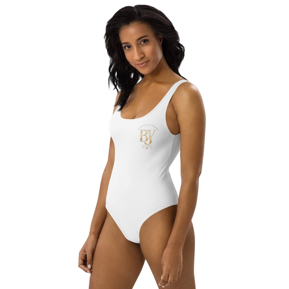 BY Signature — White Scoop-Neck One-Piece Swimsuit