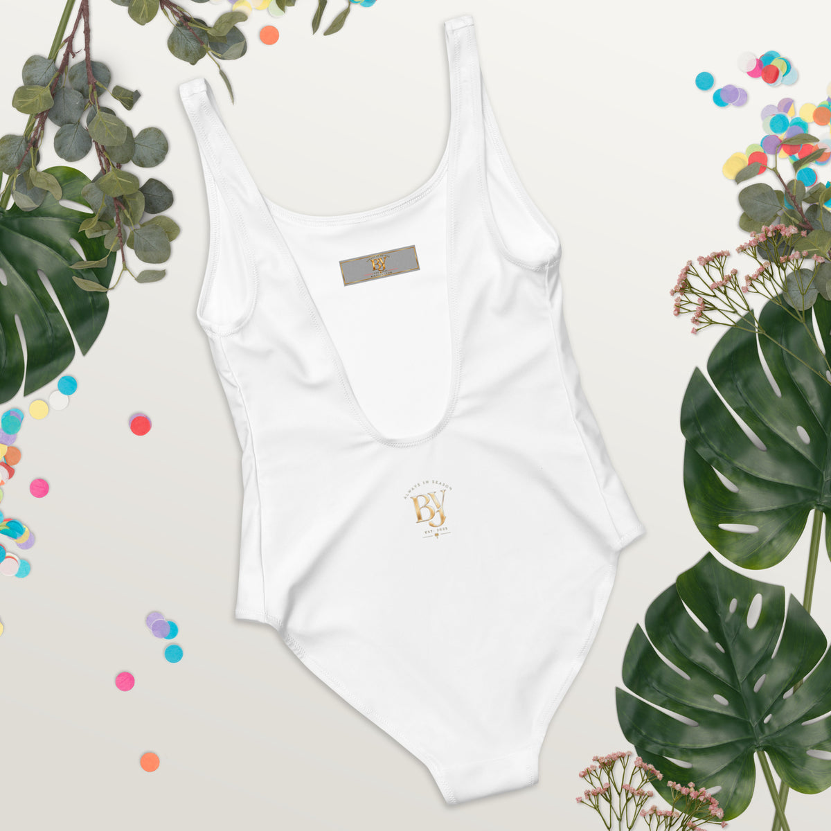 BY Signature — White Scoop-Neck One-Piece Swimsuit