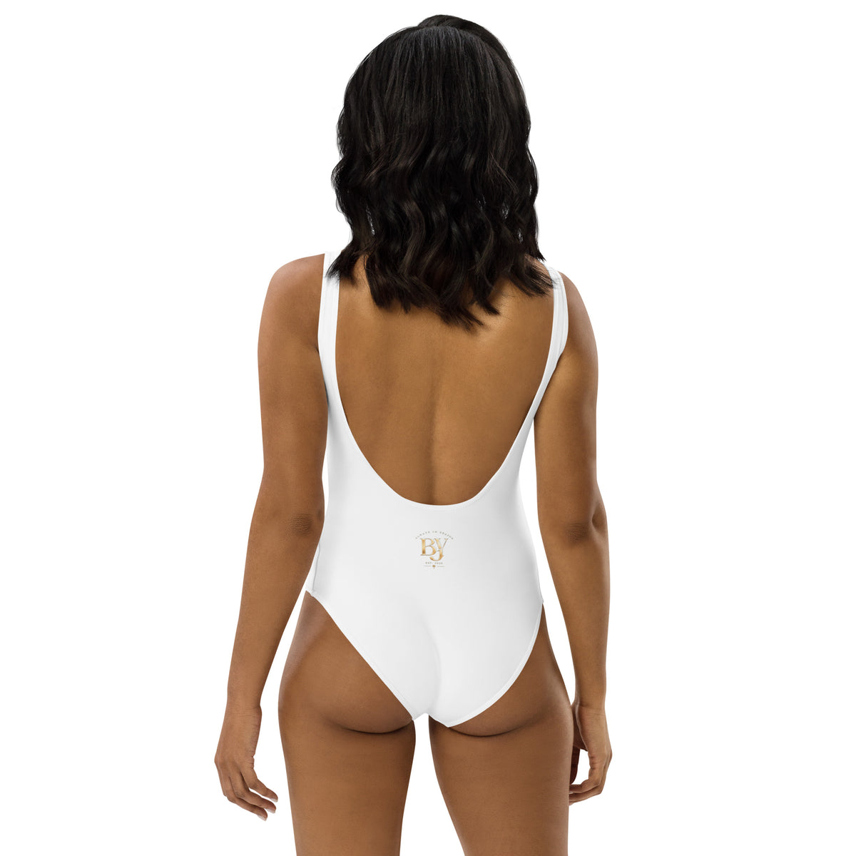 BY Signature — White Scoop-Neck One-Piece Swimsuit