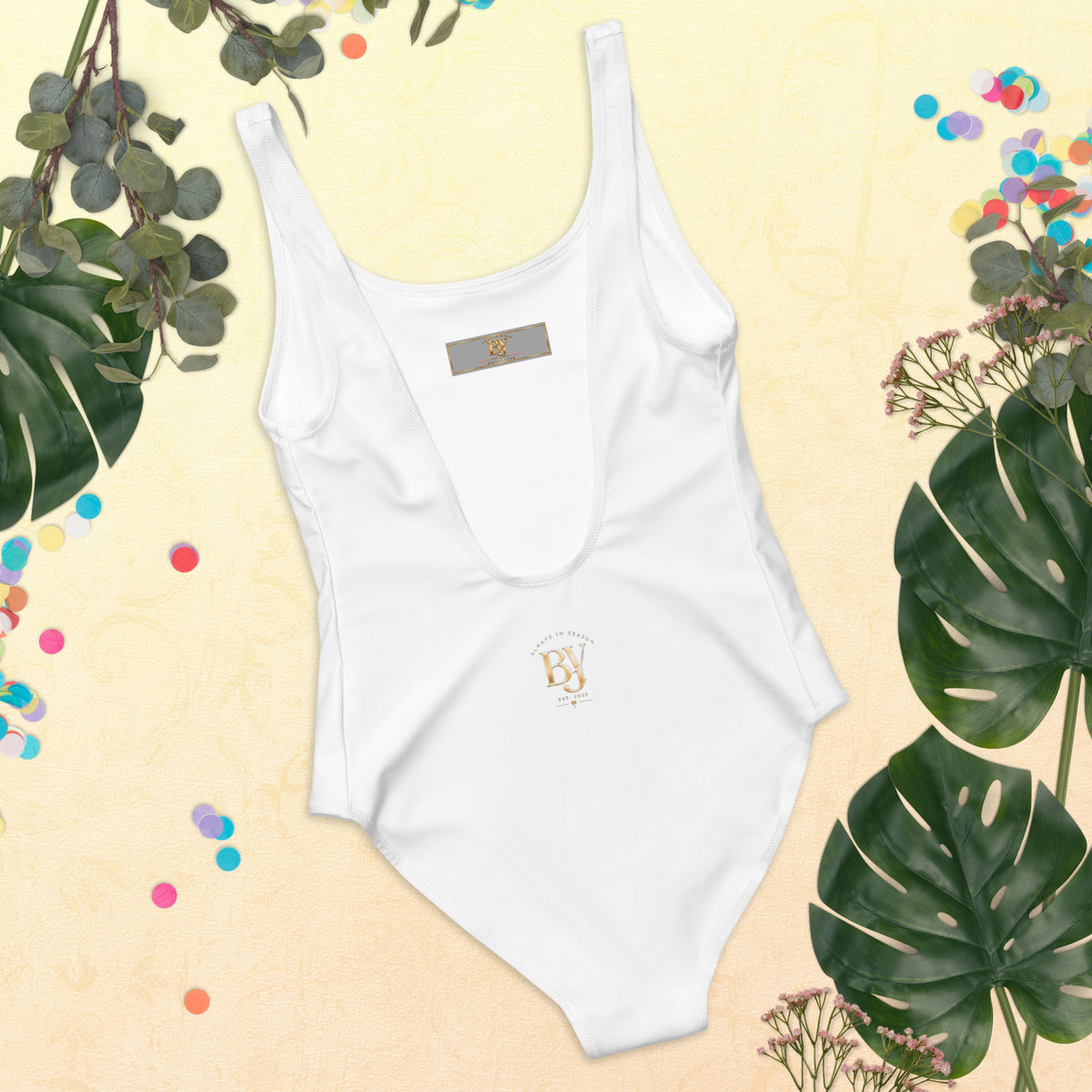BY Signature — White Scoop-Neck One-Piece Swimsuit