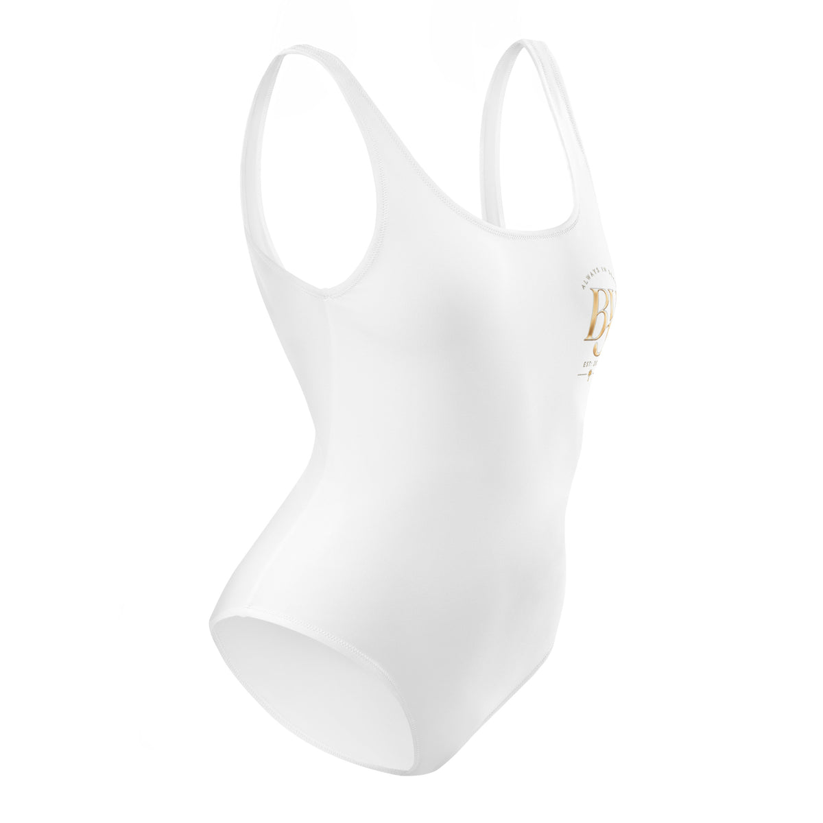 BY Signature — White Scoop-Neck One-Piece Swimsuit
