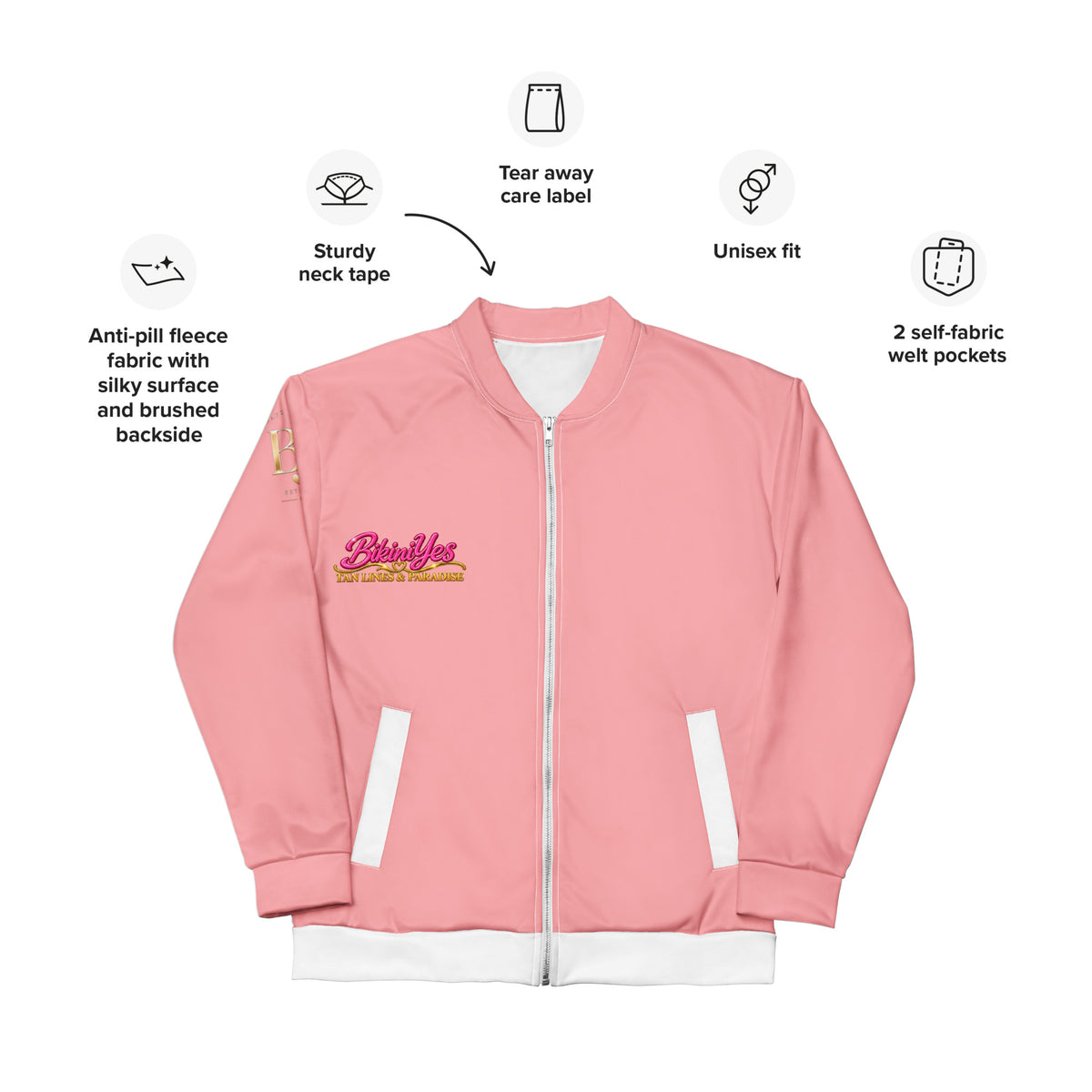 BY Tan Lines & Paradise — Women’s Pink Bomber Jacket