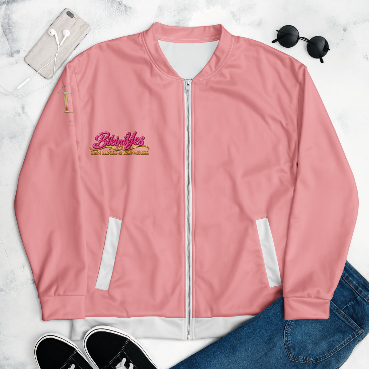 BY Tan Lines & Paradise — Women’s Pink Bomber Jacket