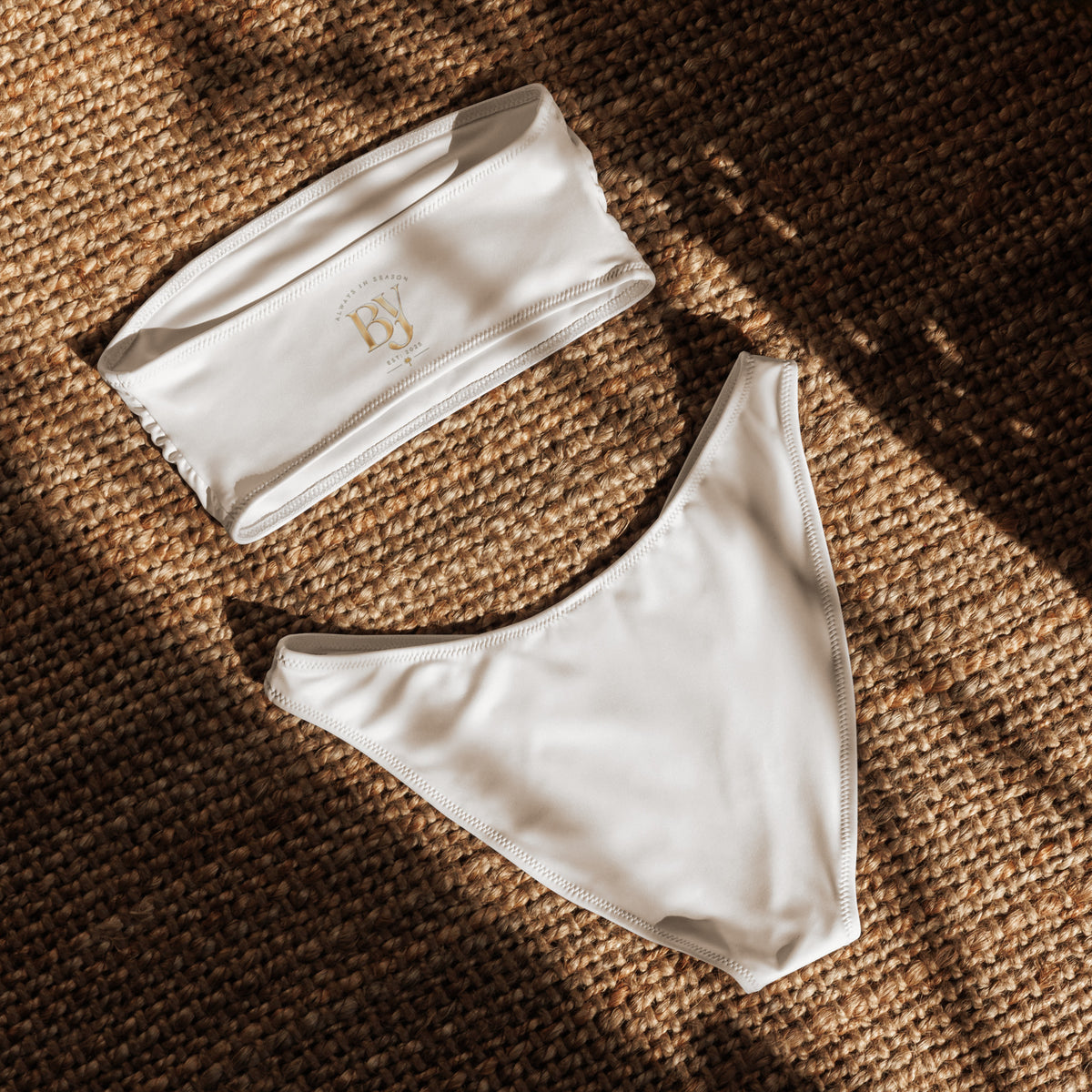 BY Tropical Escape — Signature White Bandeau Bikini Set