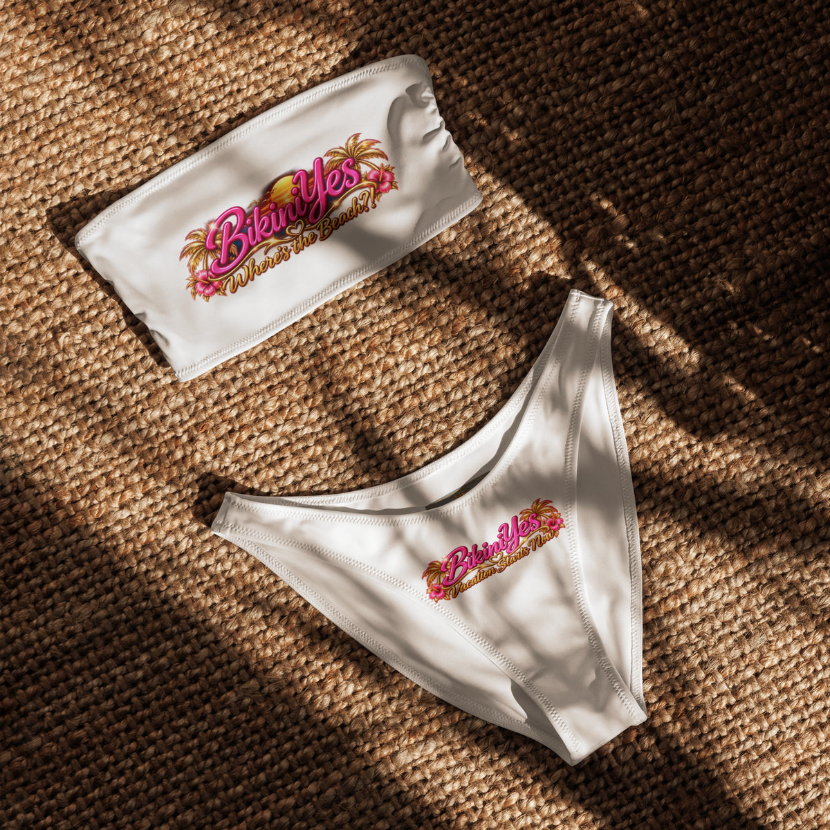 BY Tropical Escape — Signature White Bandeau Bikini Set