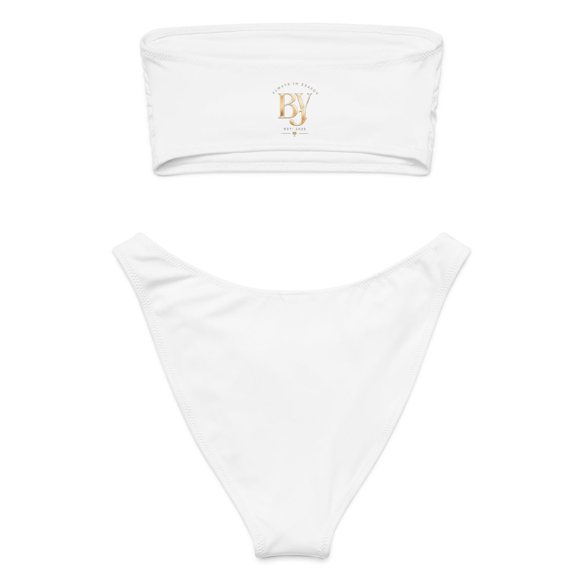 BY Tropical Escape — Signature White Bandeau Bikini Set