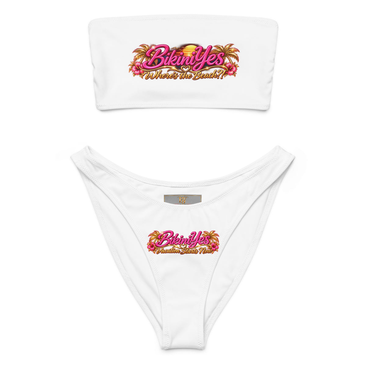 BY Tropical Escape — Signature White Bandeau Bikini Set S / White