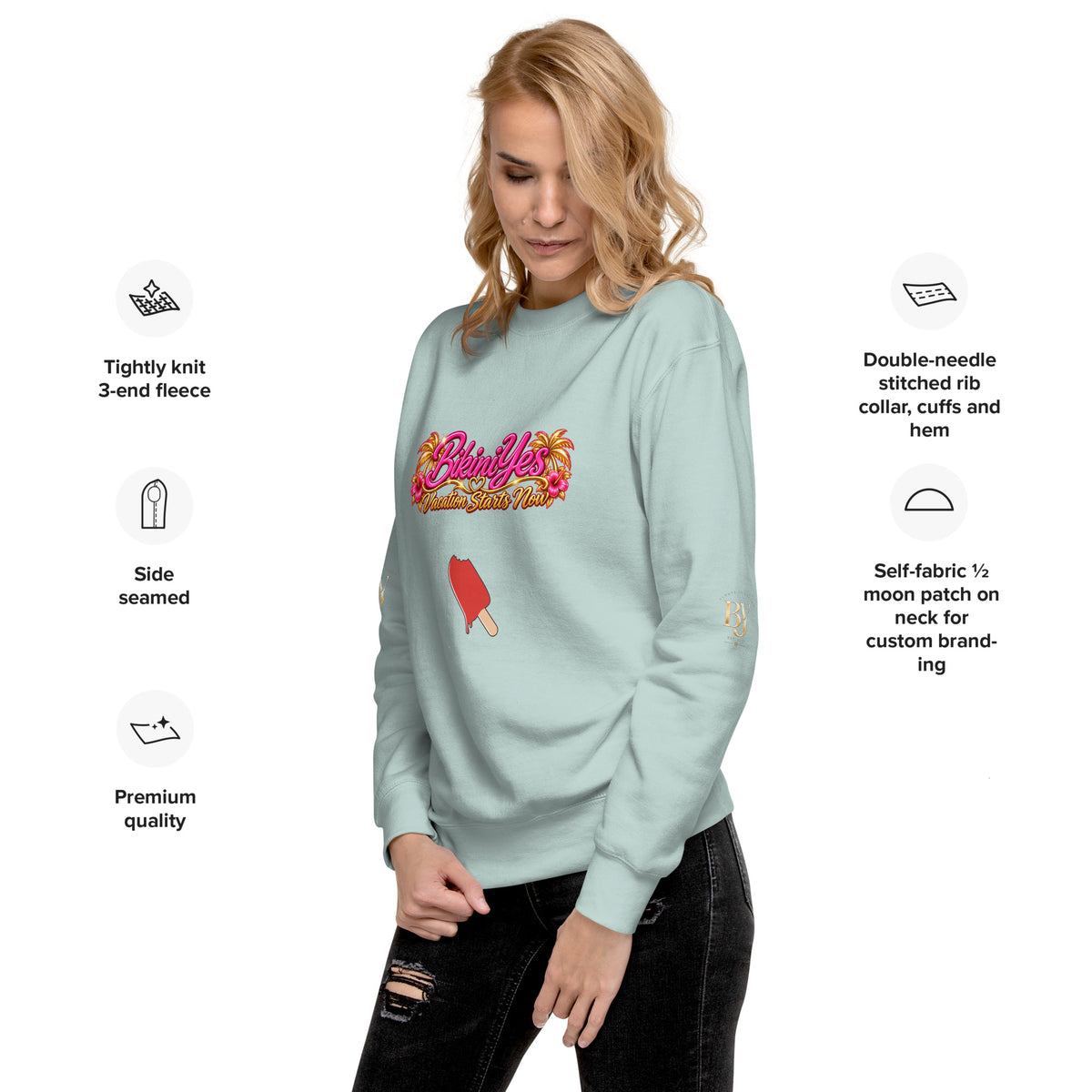 BY Vacation Starts Now — Women’s Premium Sweatshirt Agave / S
