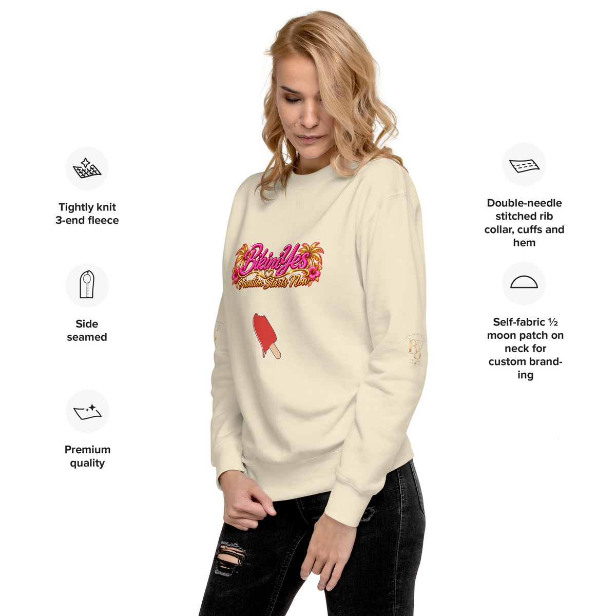 BY Vacation Starts Now — Women’s Premium Sweatshirt Bone / S