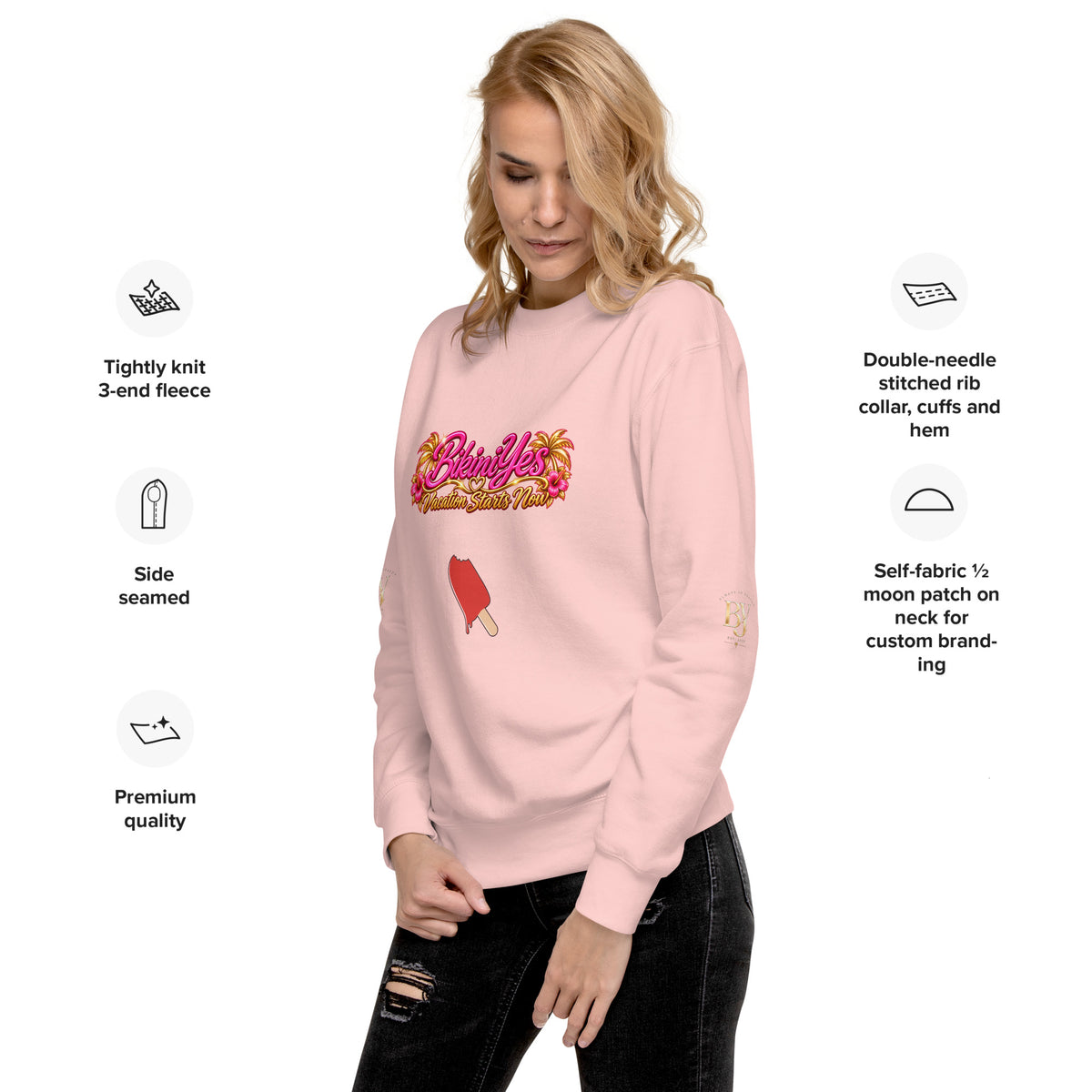 BY Vacation Starts Now — Women’s Premium Sweatshirt Light Pink / S