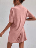 Johnny-Collar Short-Sleeve Polo Dress - product view 3