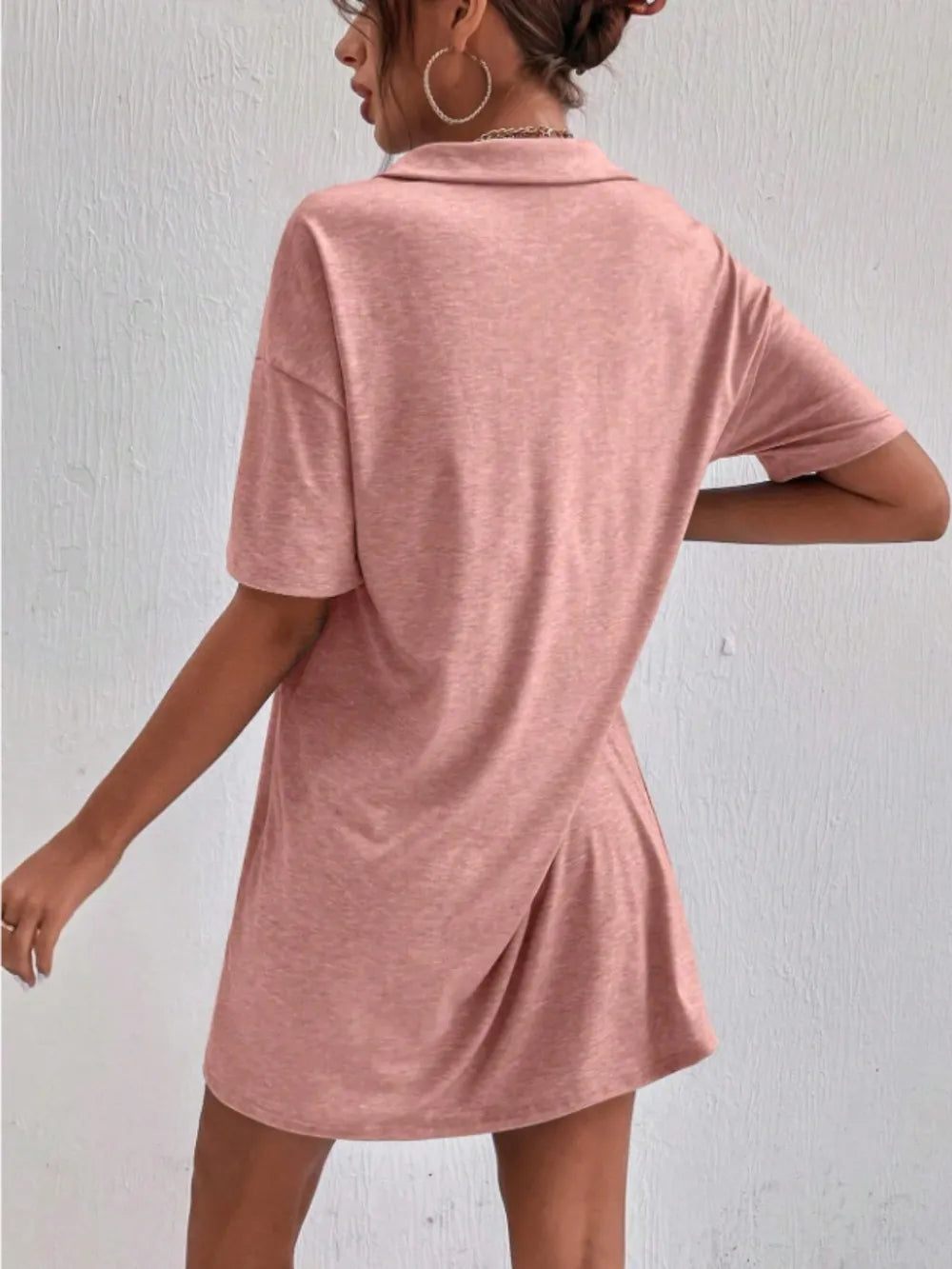 Johnny-Collar Short-Sleeve Polo Dress - product view 3