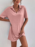 Johnny-Collar Short-Sleeve Polo Dress - product view 2