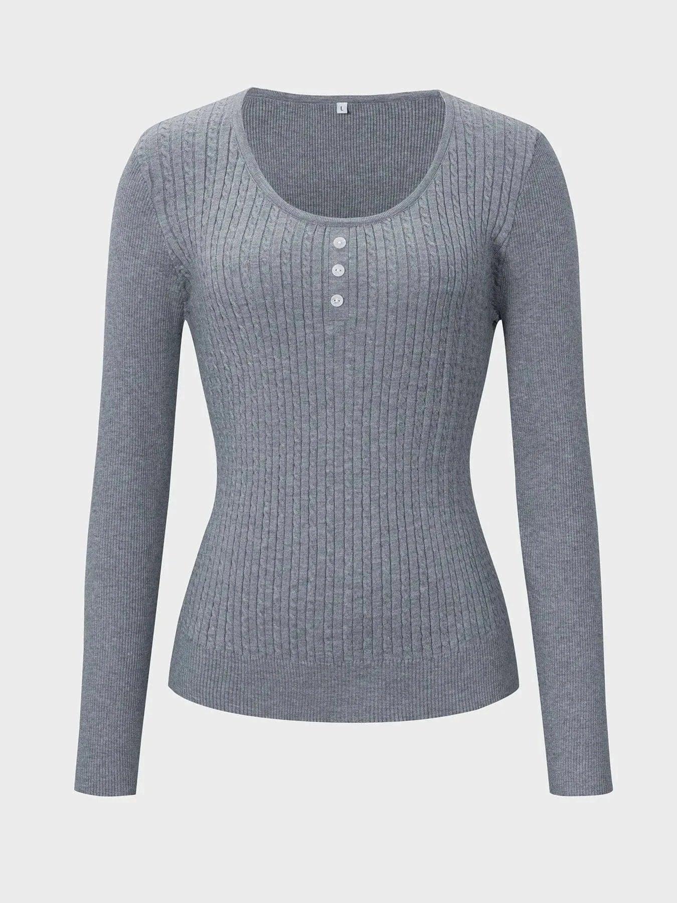 Cable Knit Button Top