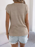 Cable Knit Openwork Cap Sleeve Sweater