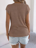 Cable Knit Openwork Cap Sleeve Sweater