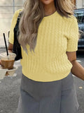 Cable Knit Short Sleeve Top