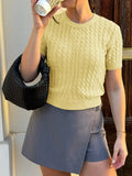 Cable Knit Short Sleeve Top