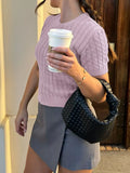 Cable Knit Short Sleeve Top