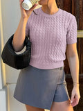 Cable Knit Short Sleeve Top